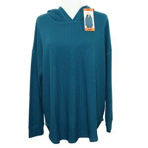 Chaser Waffle Knit Thermal Hoodie Taos Teal Blue Lightweight